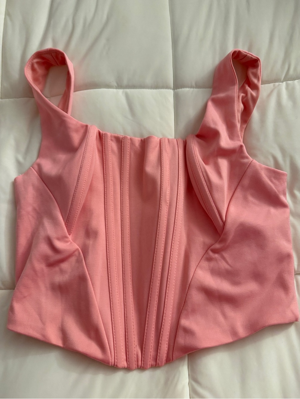SHEIN Pink Corset-Style Crop Top with Wide Straps